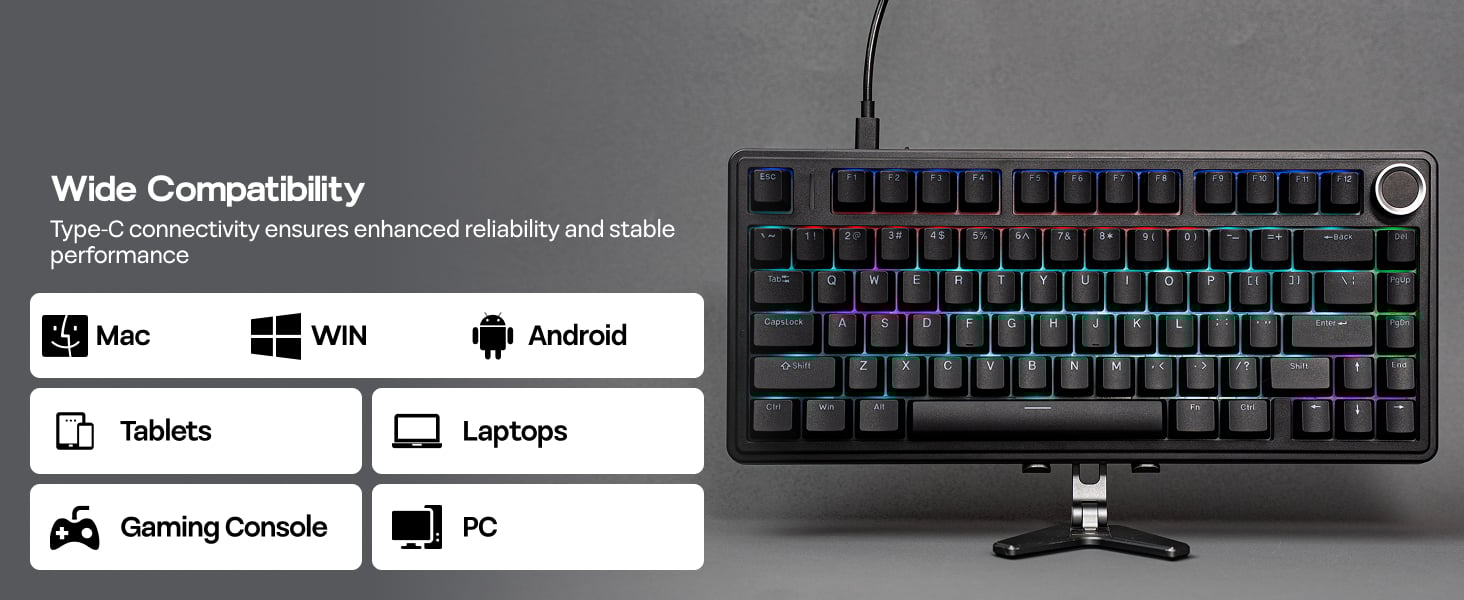 75% Gaming Keyboard with Knob