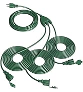 SURAIELEC Outdoor Extension Cord with Multiple Outlets, (15+10+10+10) 45FT Total, 25FT End to End...