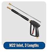 YAMATIC Pressure Washer Gun and Wand with 5 Spray Nozzles, M22-14mm &amp; M22-15mm Fitting Replacemen...