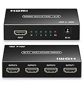 HDMI Splitter 1 in 4 Out, 1x4 HDMI Splitter Support 4K@60Hz Full HD 1080P &amp; 3D, Compatible with X...