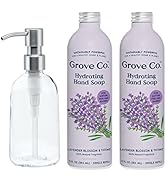 Grove Co. Hydrating Gel Hand Soap Refills (2 x 13 Fl Oz) + 1 x Reuseable Glass Soap Dispenser, Pl...