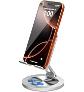 YCNEW 360 Rotating Phone Holder for Desk, Dual-Adjustable Foldable Heavy-Duty Bases Aluminum Phon...