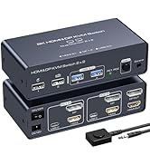 PVBCTCSID 4K@120Hz HDMI+displayport kvm Switch Dual Monitor 8K USB 3.0 kvm switches 2 Port for 2 ...