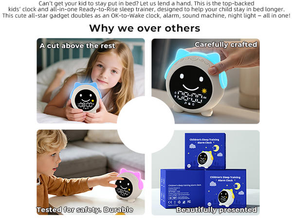 kids alarm clock hatch ok to wake bedroom room toddler children cute night light boy girl sleep 