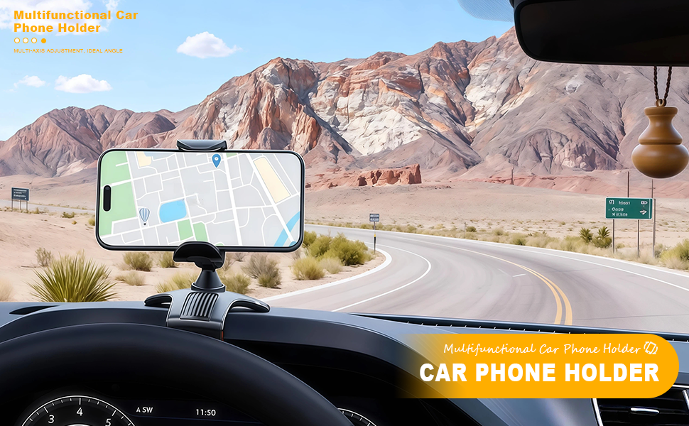 Car Phone Holder Mount, 360 Degree Rotation Car Dashboard Phone Holder