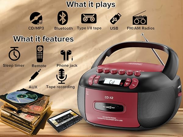 kuephom cd cassette boombox