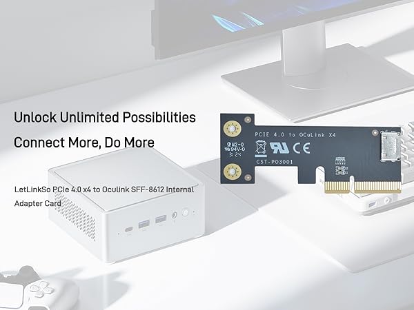 LetLinkSo Gen4 PCIe 4.0 x4 to Oculink SFF-8612 Internal SFF-8611 Adapter Card for NVMe