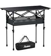 Anbte 3ft Aluminum Roll Top Camping Table Max 27.5", 2 Adjustable Height Folding Camping Table Wa...