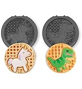 DASH Multimaker Mini System Two 4” Nonstick Removable Waffle Plates Set (Unicorn &amp; Dinosaur) - 2P...