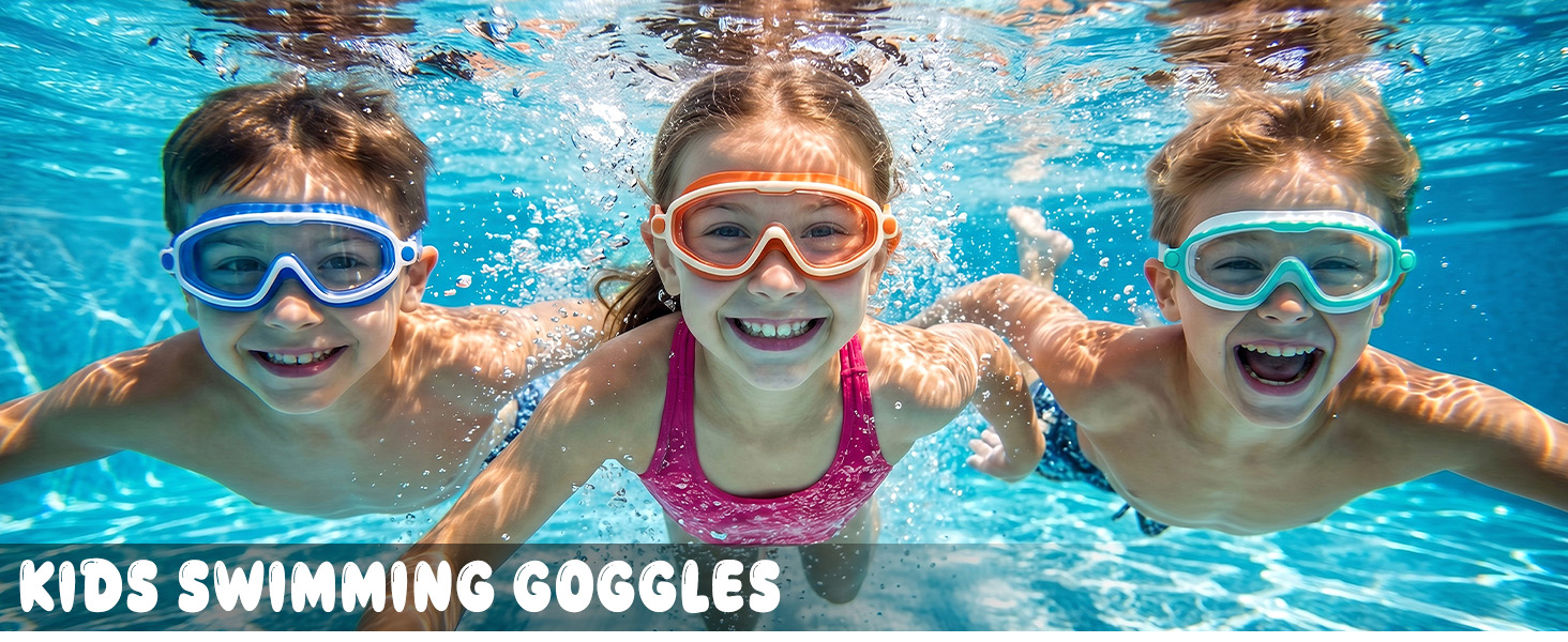 Swim Goggles 2 Pack Anti-Fog Wide View Swimming Goggles for kids 3-15 Youth Boys Girls