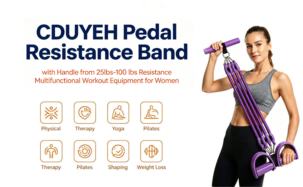 Multifunction tension rope resistance band set 100pounds pedal resistance band with handle