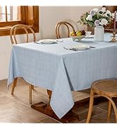 Laolitou Blue Checkered Table Cloth Rectangle Table Gingham Textured Cotton Linen Tablecloth Wrin...