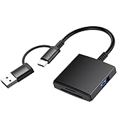 Denlane SD Card Reader USB 3.0, Dual Interface USB C Memory Card Reader for Computer PC, SD/TF/Si...