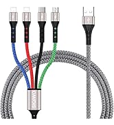 SIQIWO Multi Charging Cable [2 Pack 3A 4ft], Nylon Braided 4 in 1 USB Fast Charger Cord with 2iP/...