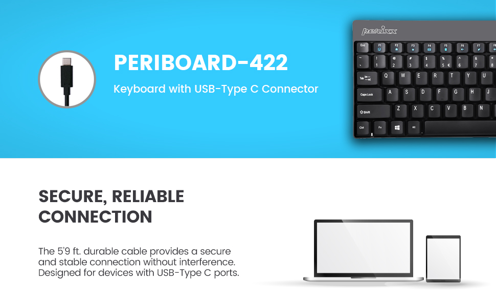 compact keyboard with USB C Connector