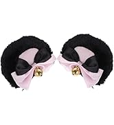 Mobestech Cute Bear Ear Hair Clips for Women, Girls - Animal Flannel &amp; Polyester Hairpins for Hal...
