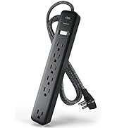 KMC 6-Outlet Surge Protector Power Strip 6 ft Cord, 1080J Power Surge Protector, Braided 6-Foot L...