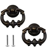 MY MIRONEY 2 Pack Vintage Cabinet Handles, Oil Rubbed Bronze Ring Drawer Pulls, Zinc Alloy Hardwa...