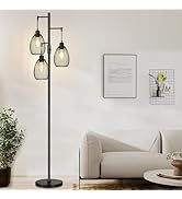Dimmable Floor Lamp, 3 x 800LM LED Edison Bulbs Included, Farmhouse Industrial Floor Lamp Standin...