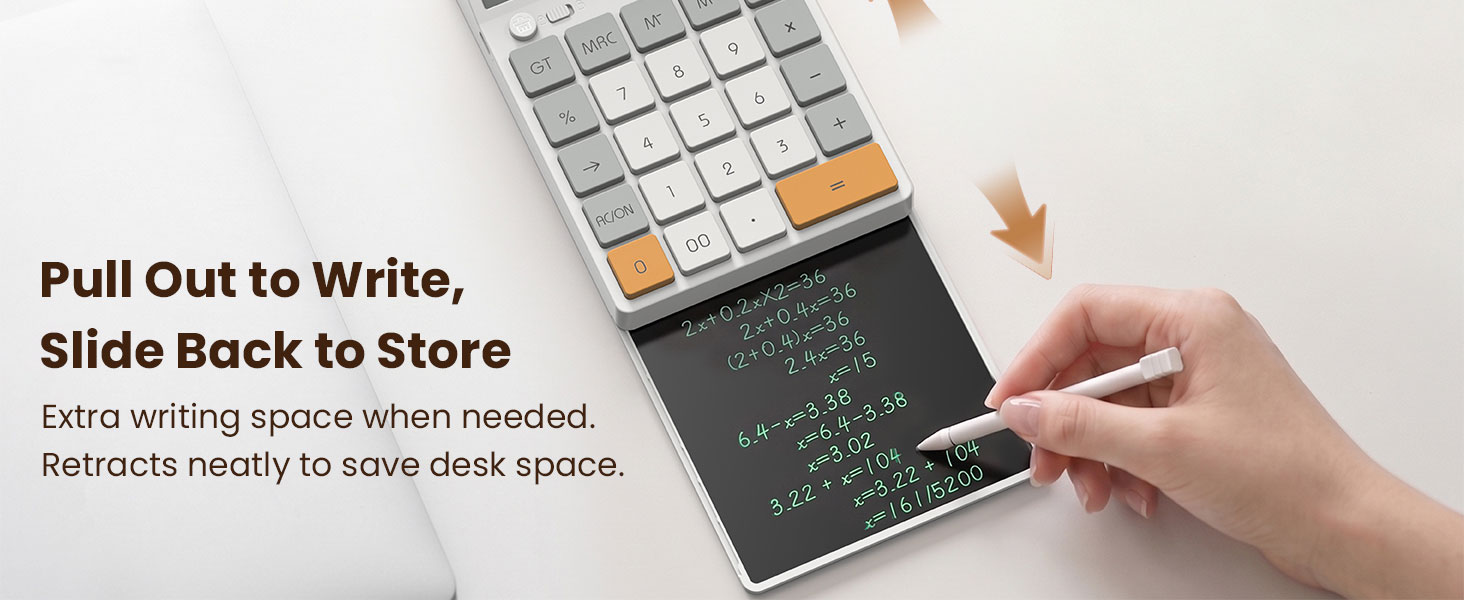 Desk Calculator with Writing Tablet