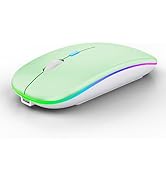 WREANU Wireless Bluetooth Mouse Rechargeable Laptop Mice with LED Lights Silent Slim Use(BT5.2 an...