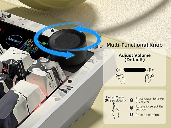 Womier L98 Retro Wireless Mechanical Creamy Keyboard with TFT Screen&amp;amp;Knob