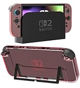 FUNDIARY Clear Red Dockable Cover Case for Switch 2 with Separated Design, Shock-Absorbing and Sc...