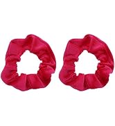 Motique Accessories Velvet Solid Scrunchies - Set of 2 - Hot Pink