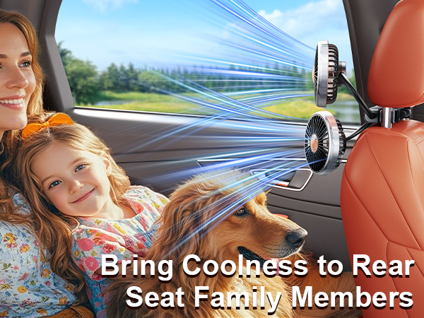 DICMKY Dual Head Gooseneck Car Cooling Fans for Back Seat for Kids