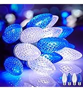 100 Feet Led Christmas Lights,Blue White C9 Christmas String Lights Outdoor, 100+4(spare) Strawbe...