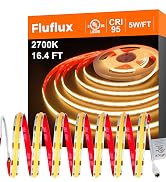 FluFlux COB LED Strip Lights 2700K, 400LM/FT, 24V DC LED Tape Light with Strong VHB Backing, CRI95+
