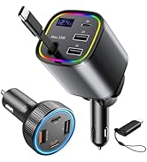 USB C Car Charger, 78W Retractable Car Charger and 4 Ports PD 30W Fast Charging Cigarette Lighter...