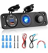Kohree 3 in 1 Cigarette Lighter Socket: 12V Outlet USB QC3.0 &amp; PD Type C 3.0 Dual Fast Charging P...