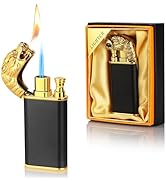 Magic Dual Flame Tiger Head Lighter, Butane Refillable Torch Lighter Double Flame Tiger Head Ligh...