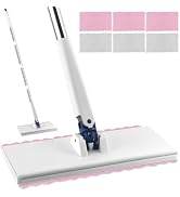 Snap Grip Mini Mop with 6 Washable Pads, Zero-Touch Flat Floor Mops for Wall Window Ceiling, Lazy...