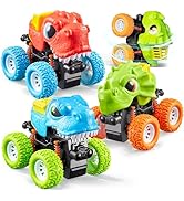 lalalark Dinosaur Toys for 2 3 4 5 Year Old Boys - 3 Pack Monster Truck Toys with Friction Power ...