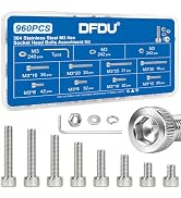 DFDU 960PCS M3 Hex Socket Head Cap Screw Assortment Kit 304 Stainless Steel | Metric Machine Bolt...