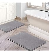 H.VERSAILTEX Bath Mat Memory Foam Set Bathroom Rug Set Flannel Velvety Bath Mat Luxury Extra Soft...
