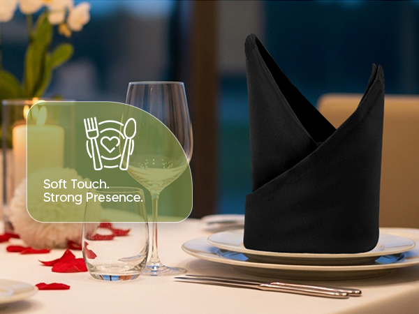 black cloth napkins kitchen dinner table ocassion events party decoration wedding christmas newyear 