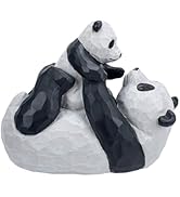 Napco 6 x 6 inch Mom Panda Bear and Baby Cub Figurine Hand-Painted Resin Animal Sculpture, Adorab...