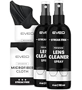 EVEO Eyeglass Cleaner Spray - No Streaks Technology with Microfiber Cleaning Cloth- Glasses Clean...