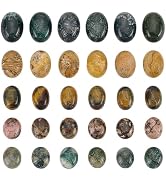 PH PandaHall 30pcs 5 Styles Oval Stone Cabochons Gemstone Cabochons Flatback Gemstones Beads Crys...