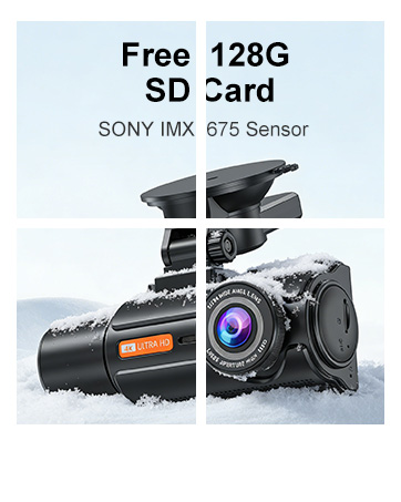 3 Channel 4K Dash Cam with STARVIS 2 Sensor, Free 128GB Card and WiFi 6 up to 20MB/s, Dash Camera fo...