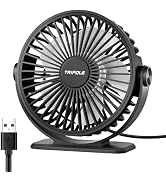 TriPole Desk Fan USB Powered Small Portable Fan, 3 Speeds Adjustable Strong Breeze Mini Personal ...