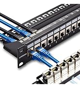 Lysymixs 24 Port RJ45 Patch Panel Cat6 STP Feed Through, Coupler Network Patch Panel 19 Inch, Inl...
