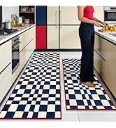 hicorfe Kitchen Runner Rugs Set of 2,Non Slip Kitchen Mats for Floor-Thick Stain Resistant Kitche...