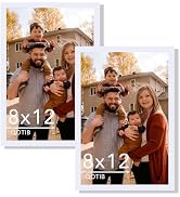 QOTIB 2 Packs 8x12 Picture Frame White, Engineered Wood 8 x 12 Photo Frame, 8 by 12 Photo Poster ...