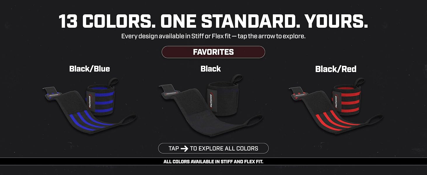Rip Toned wrist wraps in 13 colors - stripes camo floral USA flag available stiff or flex fit