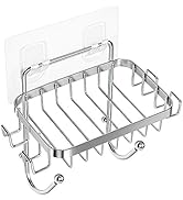 ODesign Soap Dish Holder with 6 Hooks Loofah Bath Sponge Towel Razor Holder for Bathroom Shower K...