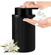 KASUNTING Matte Black Foaming Soap Dispenser, Ribbed Glass Foam Hand Soap Dispenser for Bathroom,...
